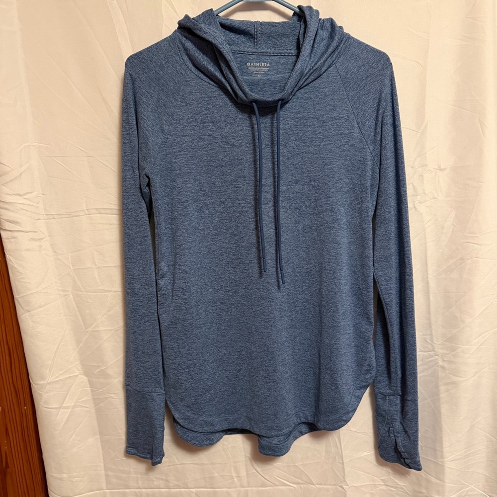 Athleta Heathered Blue Long Sleeve Hoodie xs